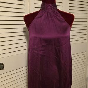 Express Burgundy Silky Halter Top
